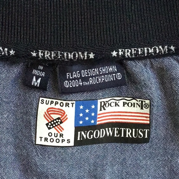 ROCK POINT Patriotic Polo Shirt 2 Button V-Neck Red, White & Blue - Picture 4 of 5